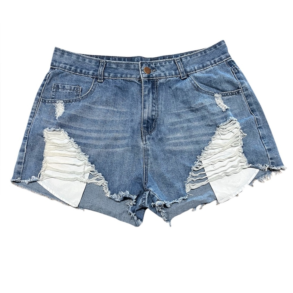 Ripped denim shorts